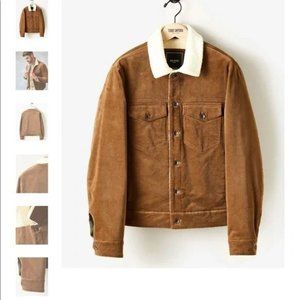 Italian Sherpa Lined Corduroy Jacket in Caramel